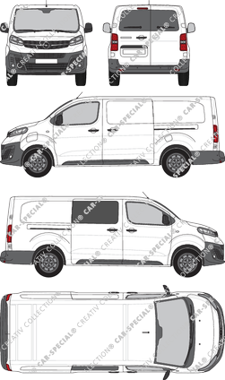 Opel Vivaro-e Cargo, furgone, L, Heck verglast, rechts teilverglast, Rear Wing Doors, 2 Sliding Doors (2020)