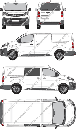 Opel Vivaro-e Cargo, fourgon, L, Heck verglast, rechts teilverglast, Rear Wing Doors, 2 Sliding Doors (2020)