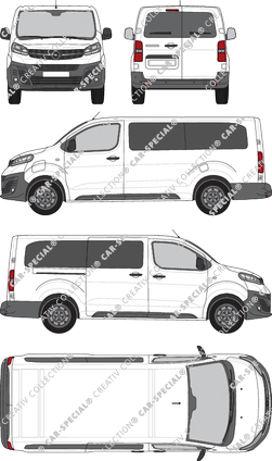 Opel Vivaro-e, minibus, L, glazed, Rear Wing Doors, 1 Sliding Door (2020)