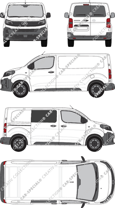 Opel Vivaro Cargo, furgone, teilverglast rechts, Heck vergl., Rear Wing Doors, 1 Sliding Door (2024)