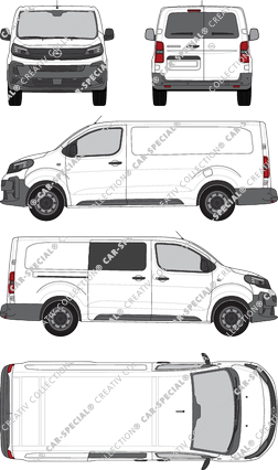 Opel Vivaro Cargo, furgone, teilverglast rechts, Heck vergl., Rear Wing Doors, 1 Sliding Door (2024)