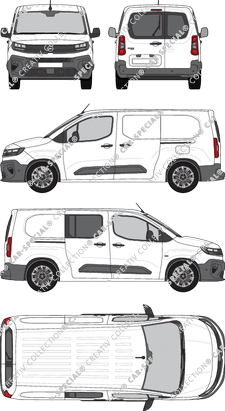 Opel Combo Cargo, Cargo, fourgon, teilverglast rechts, Heck vergl., Rear Wing Doors, 1 Sliding Door (2024)