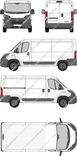 Opel Movano, fourgon, L2H1, Rear Wing Doors, 1 Sliding Door (2024)