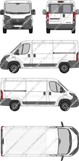 Opel Movano, van/transporter, L2H1, rear window, Rear Wing Doors, 2 Sliding Doors (2024)