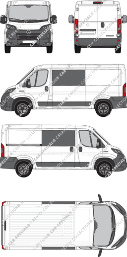 Opel Movano, van/transporter, L2H1, double cab, Rear Wing Doors, 1 Sliding Door (2024)