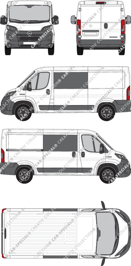 Opel Movano, Kastenwagen, L2H1, Doppelkabine, Rear Wing Doors, 1 Sliding Door (2024)