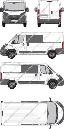 Opel Movano, fourgon, L2H1, double cabine, Rear Wing Doors, 2 Sliding Doors (2024)