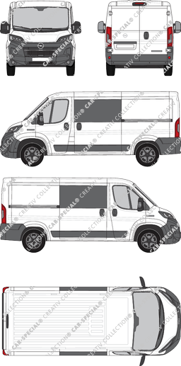 Opel Movano, furgone, L2H1, Doppelkabine, Rear Wing Doors, 2 Sliding Doors (2024)