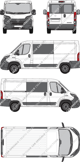 Opel Movano, furgone, L2H1, vitre arrière, Doppelkabine, Rear Wing Doors, 1 Sliding Door (2024)