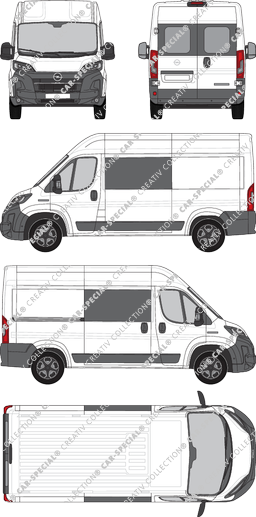 Opel Movano, van/transporter, L2H2, rear window, double cab, Rear Wing Doors, 1 Sliding Door (2024)