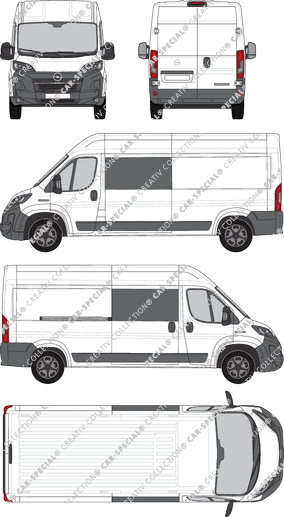 Opel Movano, furgone, L3H2, Doppelkabine, Rear Wing Doors, 1 Sliding Door (2024)