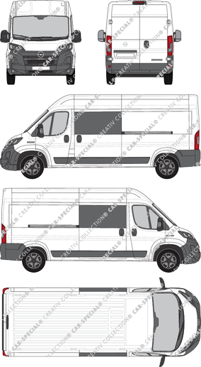 Opel Movano, van/transporter, L3H2, double cab, Rear Wing Doors, 2 Sliding Doors (2024)