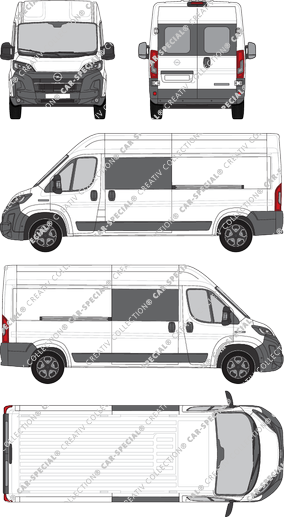 Opel Movano, fourgon, L3H2, Heck verglast, double cabine, Rear Wing Doors, 2 Sliding Doors (2024)