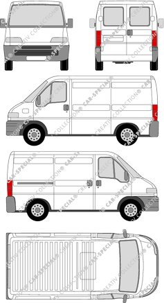 Peugeot Boxer 270 C, 270 C, van/transporter, short wheelbase, rear window, Rear Wing Doors, 1 Sliding Door (1994)