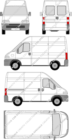 Peugeot Boxer 270 CS, 270 CS, Kastenwagen, Hochdach, Radstand kurz, Heck verglast, Rear Wing Doors, 1 Sliding Door (1994)