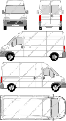 Peugeot Boxer 320 LH, 320 LH, van/transporter, high roof, long wheelbase, rear window, Rear Wing Doors, 1 Sliding Door (1994)