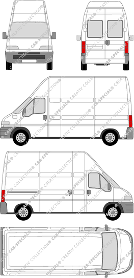 Peugeot Boxer 350 LHS, 350 LHS, van/transporter, super high roof, long wheelbase, rear window, Rear Wing Doors, 1 Sliding Door (1994)