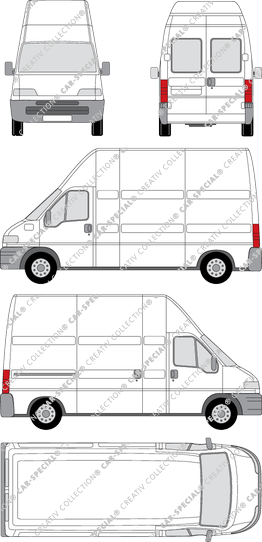 Peugeot Boxer 350 LHS, 350 LHS, Kastenwagen, Superhochdach, Radstand lang, Heck verglast, Rear Wing Doors, 1 Sliding Door (1994)