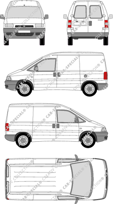 Peugeot Expert, furgone, vitre arrière, Rear Wing Doors, 2 Sliding Doors (1995)