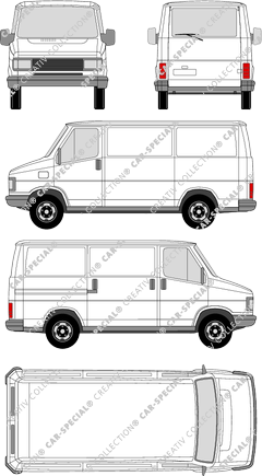 Peugeot J5, van/transporter, rear window, Rear Flap, 1 Sliding Door (1982)