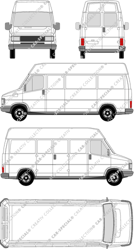Peugeot J5 porte pliante double, porte pliante double, furgone, Hochdach, lang, vitre arrière, Rear Wing Doors (1982)
