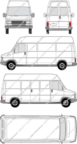 Peugeot J5 double folding door, double folding door, van/transporter, high roof, long, rear window, Rear Wing Doors (1982)