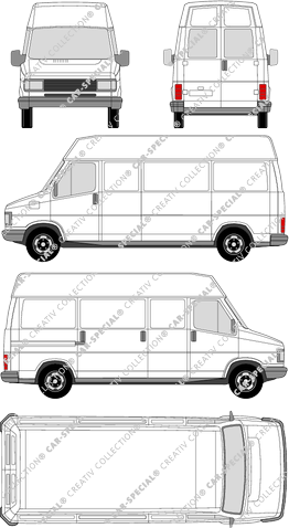 Peugeot J5, van/transporter, high roof, long, rear window, Rear Wing Doors, 1 Sliding Door (1982)