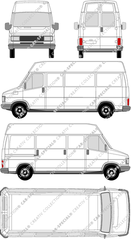 Peugeot J5, Kastenwagen, Hochdach, lang, Heck verglast, Rear Wing Doors, 1 Sliding Door (1982)