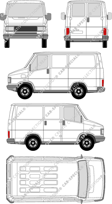 Peugeot J5, van/transporter, rear window, Rear Wing Doors, 1 Sliding Door (1982)