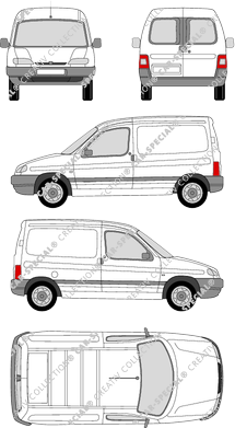Peugeot Partner, furgone, vitre arrière (1996)