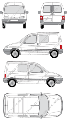 Peugeot Partner, furgone, vitre arrière, Doppelkabine (1996)