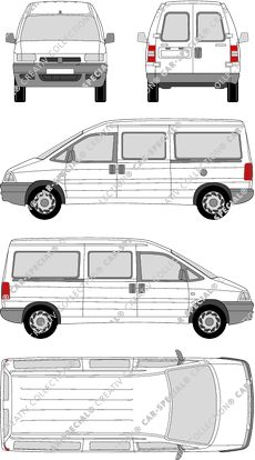 Peugeot Expert, Kleinbus, lang, verglast, Rear Wing Doors, 1 Sliding Door (1995)