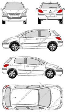 Peugeot 307, Hayon, 3 Doors (2001)