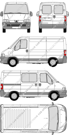 Peugeot Boxer 290 C/330 C, 290 C/330 C, van/transporter, short wheelbase, Heck verglast, rechts teilverglast, 1 Sliding Door (2002)