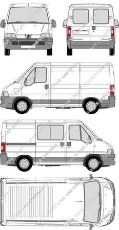 Peugeot Boxer 290 C/330 C, 290 C/330 C, fourgon, Radstand kurz, Heck verglast, rechts teilverglast, 1 Sliding Door (2002)