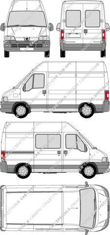 Peugeot Boxer 290 CS/330 CS, 290 CS/330 CS, fourgon, toit haut, Radstand kurz, Heck verglast, rechts teilverglast, 1 Sliding Door (2002)