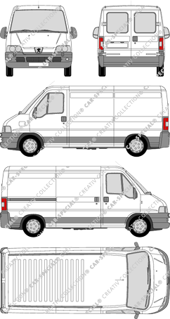 Peugeot Boxer 330 M, 330 M, van/transporter, medium wheelbase, rear window, 1 Sliding Door (2002)