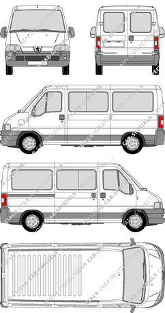 Peugeot Boxer 330 M, 330 M, Kleinbus, mittellang, vitré, 1 Sliding Door (2002)