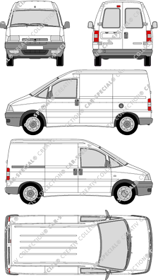 Peugeot Expert, van/transporter, rear window, Rear Wing Doors, 1 Sliding Door (1995)