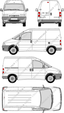 Peugeot Expert, furgone, sans vitre arrière, Rear Wing Doors, 1 Sliding Door (1995)