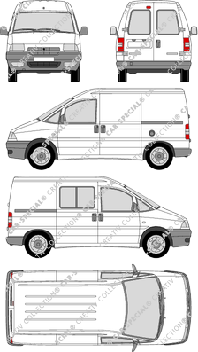 Peugeot Expert, furgone, Heck verglast, rechts teilverglast, Rear Wing Doors, 2 Sliding Doors (1995)