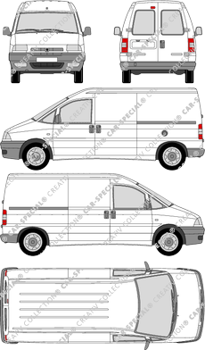 Peugeot Expert, furgón, largo, ventana de parte trasera, Rear Wing Doors, 2 Sliding Doors (1995)