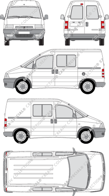 Peugeot Expert, Kleinbus, Heck verglast, Doppelkabine, Rear Wing Doors, 2 Sliding Doors (1995)