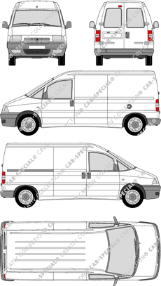Peugeot Expert, van/transporter, long, rear window, Rear Wing Doors, 1 Sliding Door (1995)