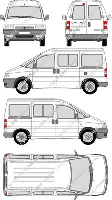Peugeot Expert, microbús, Rear Wing Doors, 2 Sliding Doors (1995)