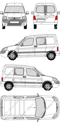 Peugeot Partner, van/transporter, rear window, double cab, Rear Wing Doors, 2 Sliding Doors (2002)