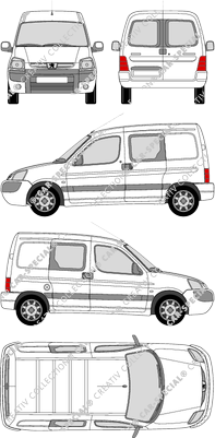 Peugeot Partner, Kastenwagen, Heck verglast, Doppelkabine, Rear Wing Doors, 2 Sliding Doors (2002)