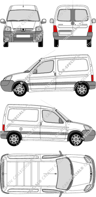 Peugeot Partner, furgone, vitre arrière, Rear Wing Doors (2002)