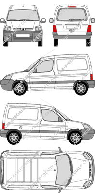 Peugeot Partner, van/transporter, rear window, Rear Flap (2002)