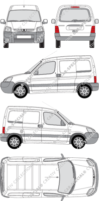 Peugeot Partner, furgone, vitre arrière, Rear Flap, 2 Sliding Doors (2002)